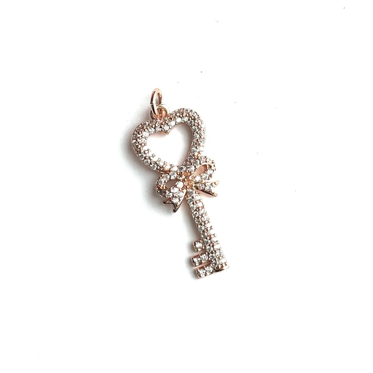 5Pcs Cubic Zirconia Pave Key Pendant Charms for Jewelry Making Bracelet Necklace Handmade Accessories