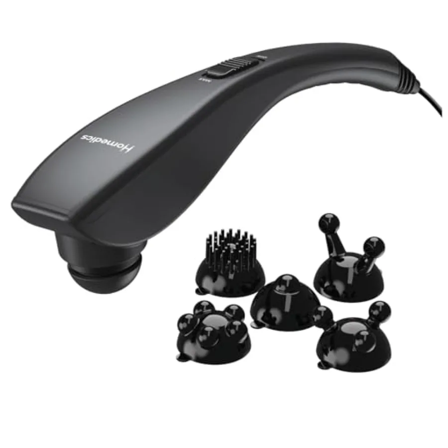 

Массажер для глубокого перкуссионного массажа с 3 скоростями, 5 насадками и длинной ручкой для труднодоступных мест