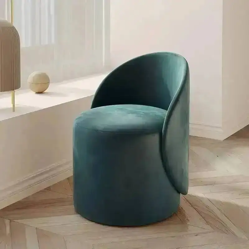 Solid Soft Wood Luxury Package Comfortable Light Dressing Stool Bedroom Home Backrest Ergonomic Rotatable Creative Leisure Chair
