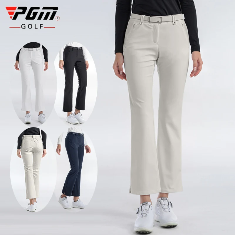 

Pgm осенне-зимние женские брюки для гольфа, женские ветрозащитные теплые брюки, хорошие эластичные спортивные брюки с мячом, тонкие расклешенные спортивные штаны