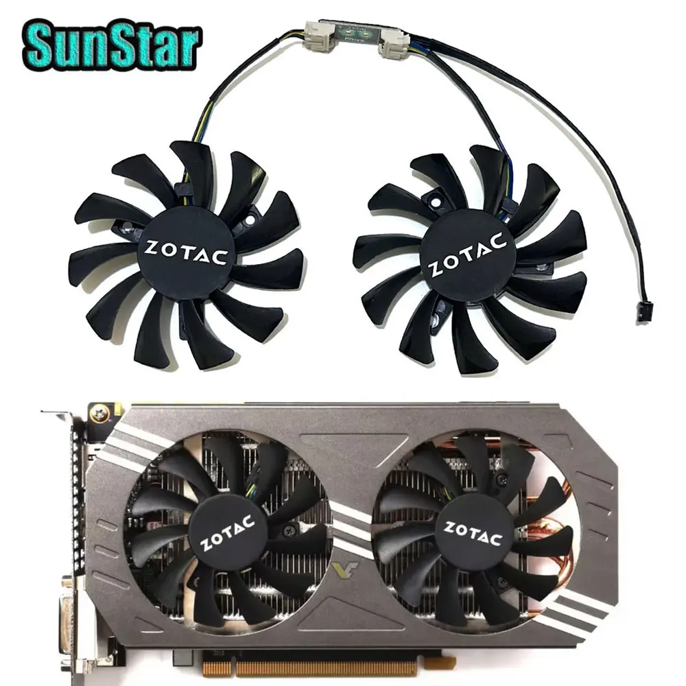 NEW GA81S2U GA91S2H 75MM GTX970 GPU Cooler Replacement Fan for ZOTAC GeForce GTX 970 4 GB Dual Video Card Cooling Fan