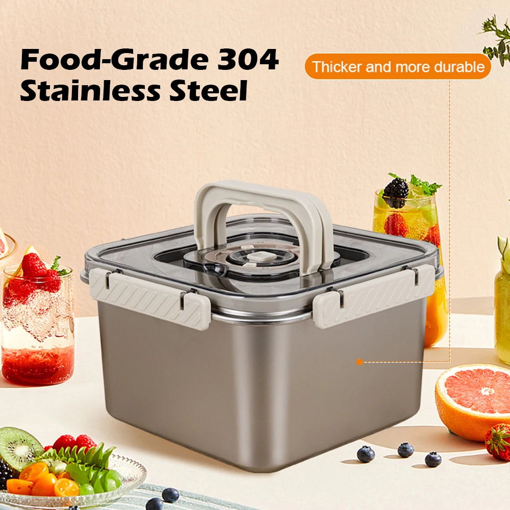 MTM 304 Stainless Steel Airtight Storage Container 3800ml Large Leak-Proof Bento Box for Refrigerator And Outdoor Use