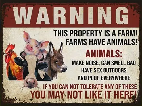 Eeypy Farmer Warning This Property is a Farm Yard Sign Farmhouse Metal Signs Vintage 8x12 Inch, Wallart014