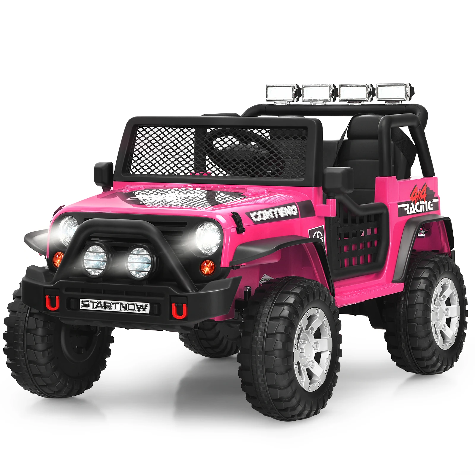 Camion télécommandé pour enfants, voiture électrique avec lumières et musique, rose, 12V