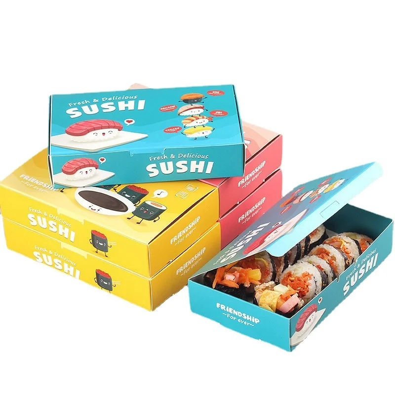 50 PCS Disposable Sushi Box Seaweed Rice Package Fast Food Bento  Lunch Container