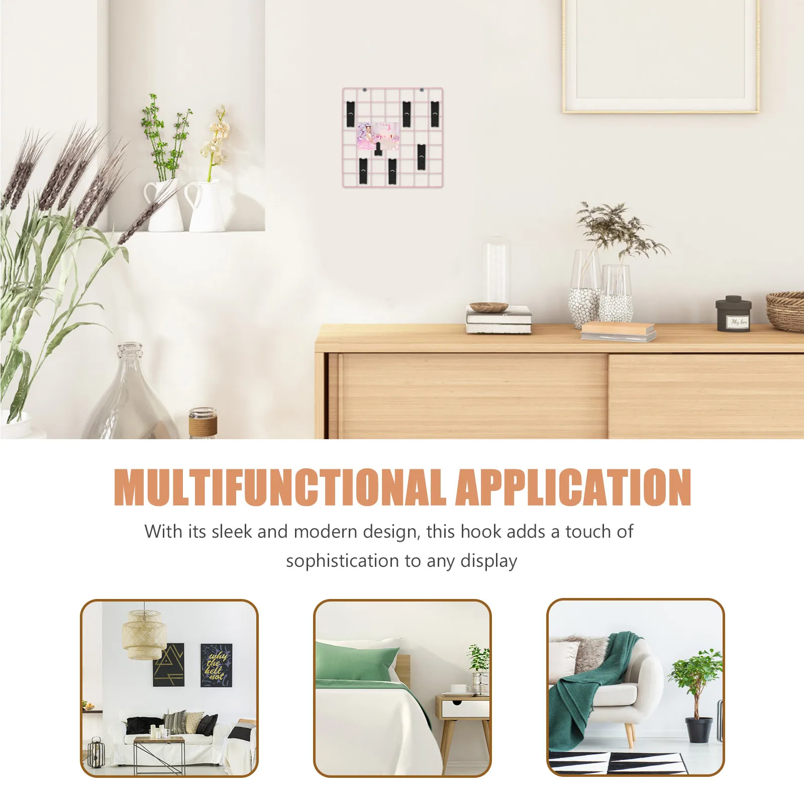8Pcs Hanging Hook Set Iron Grid Wall Hooks for Pictures Display Sleek Modern Design Wear Resistant Display