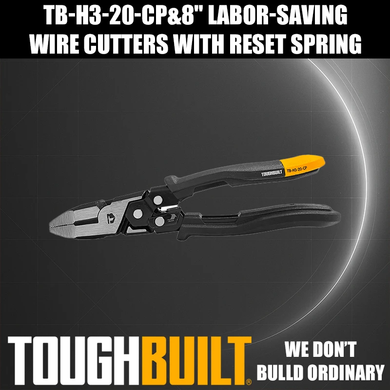 ToughBuilt TB-H3-20-CP 8-inch Effort-Saving Wire Cutters with Reset Spring Hand Tools Accessories