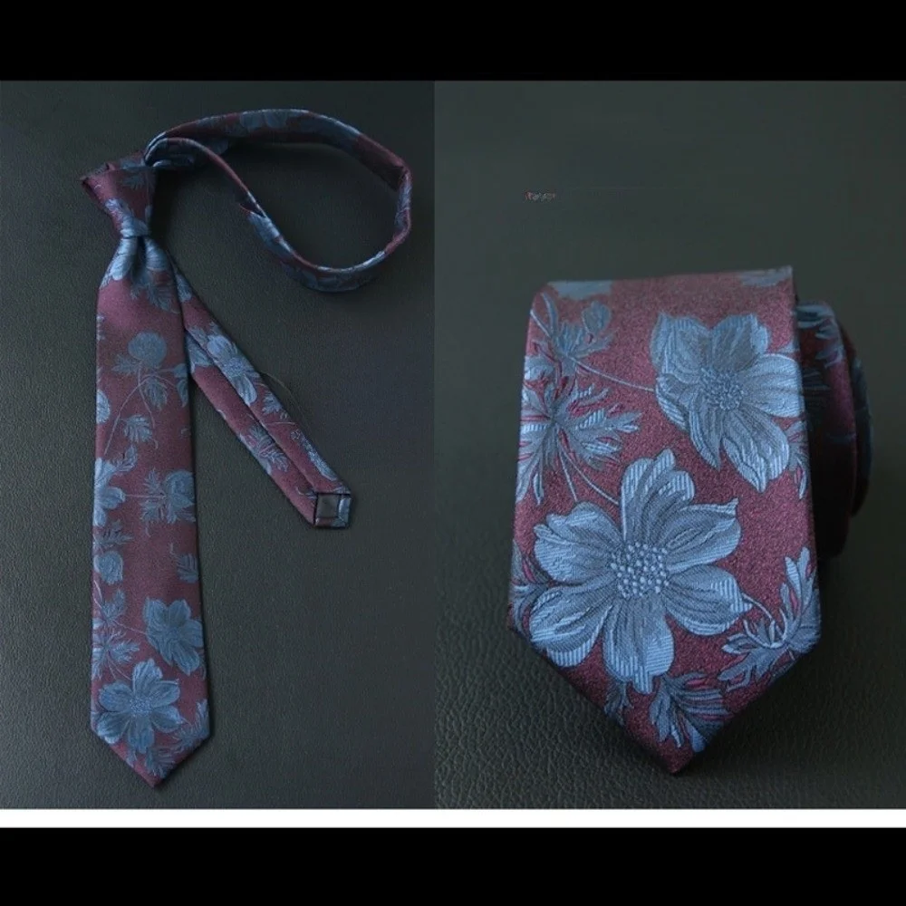 Flower Feather Wedding Men Tie 7cm Width Red Blue Green Business Neckties Geometric Pattern Leaves Design Groom Cravat