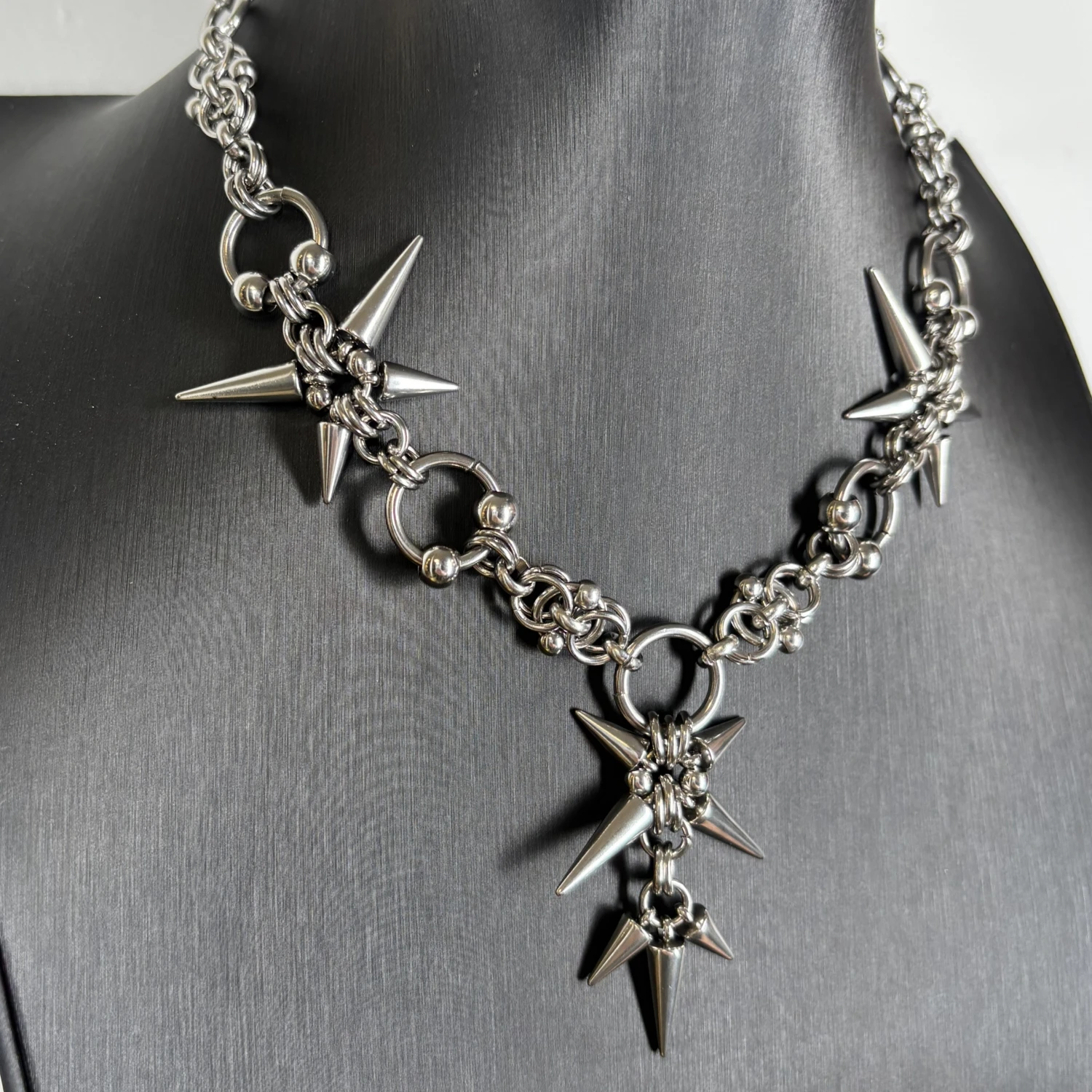 Punk Grunge Rock Rivet Pendant Chain Cool Fashion Handmade Geometric Necklace Goth Charm Jewelry Hip Hop Accessories