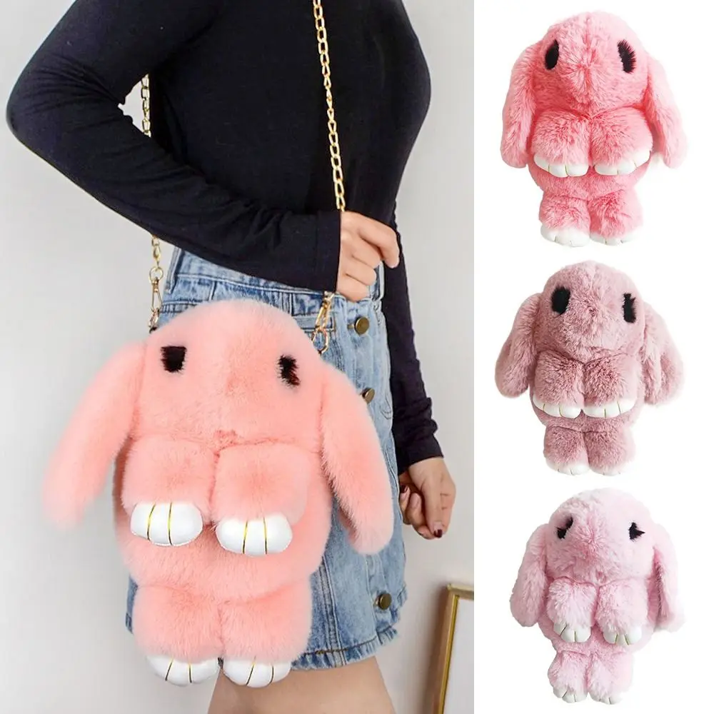 Dead Rabbit Bag Rabbit Bag Diagonal Cross Chain Rabbit Bag Imitation Otter Rabbit Bag Plush Bag One Shoulder Two Shoulder Bag