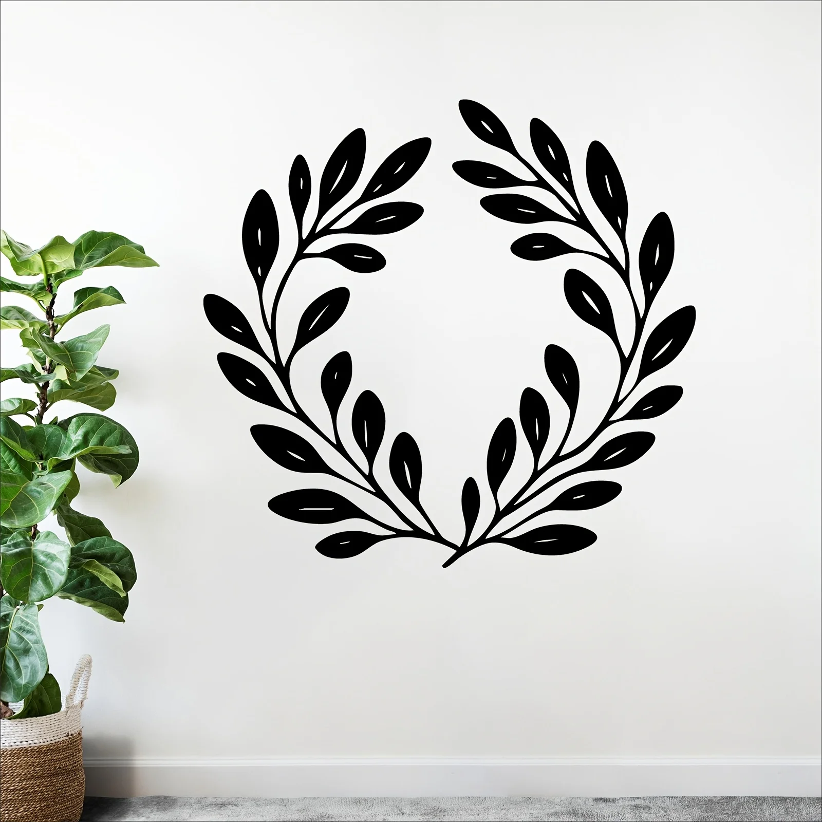 CIFbuy Metal Wall Art Rustproof Olive Wreath Iron Decor Waterproof Sign for Indoor Outdoor Living Room Garden Patio