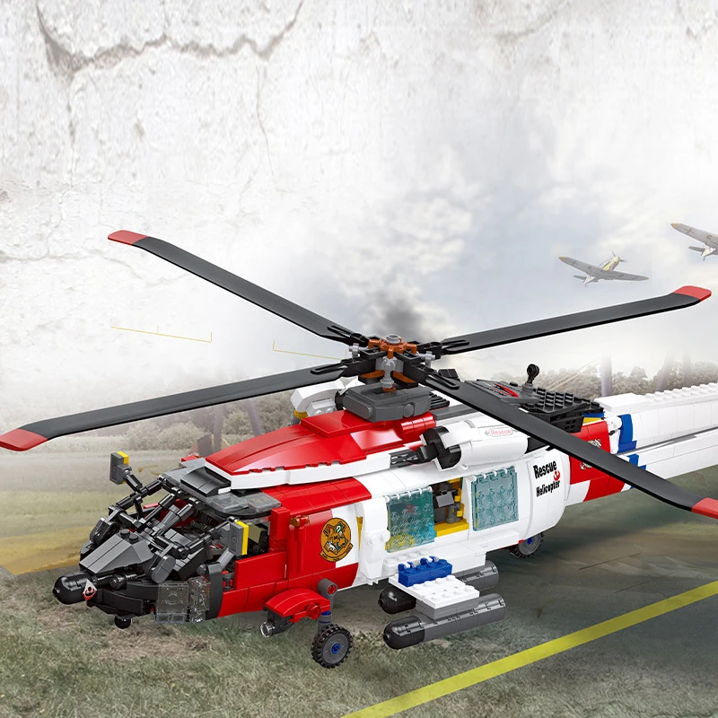 1408 elementów MOC Techniczny Wojskowy Helikopter Ratunkowy MH-60T Klocki Model Samolotu Zabawki dla Chłopców Zestaw na Prezent Urodzinowy