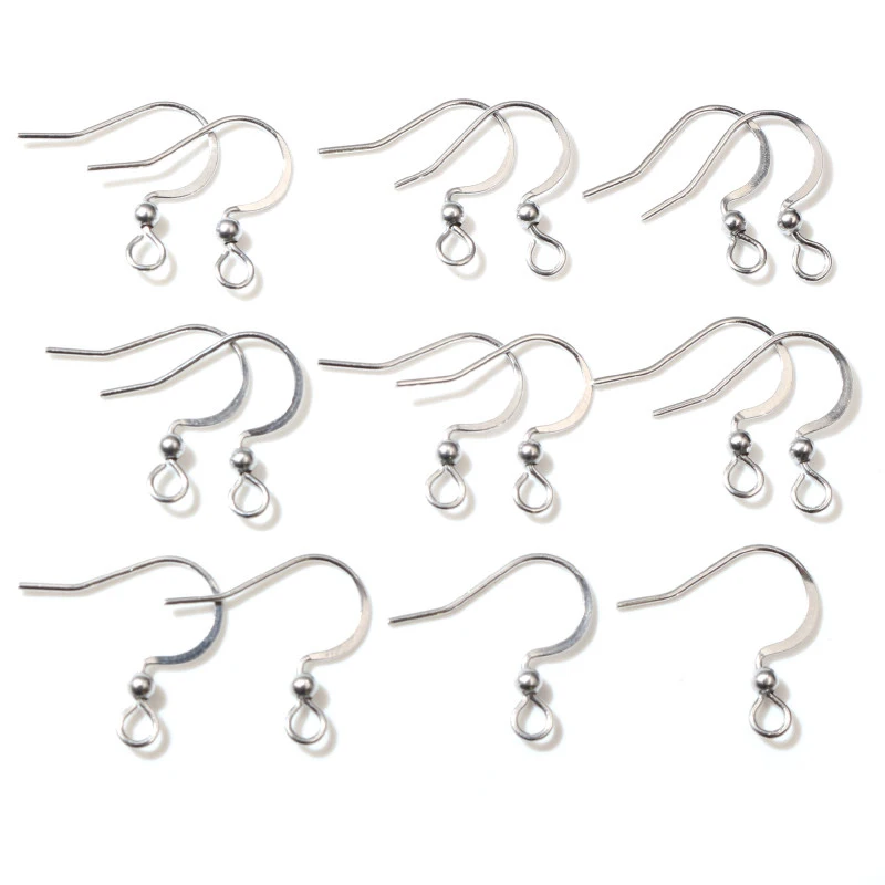 (Never Fade) 100 unids/lote 19x17mm Acero inoxidable DIY pendientes hallazgos cierres ganchos joyería hacer accesorios Earwire -W3-39
