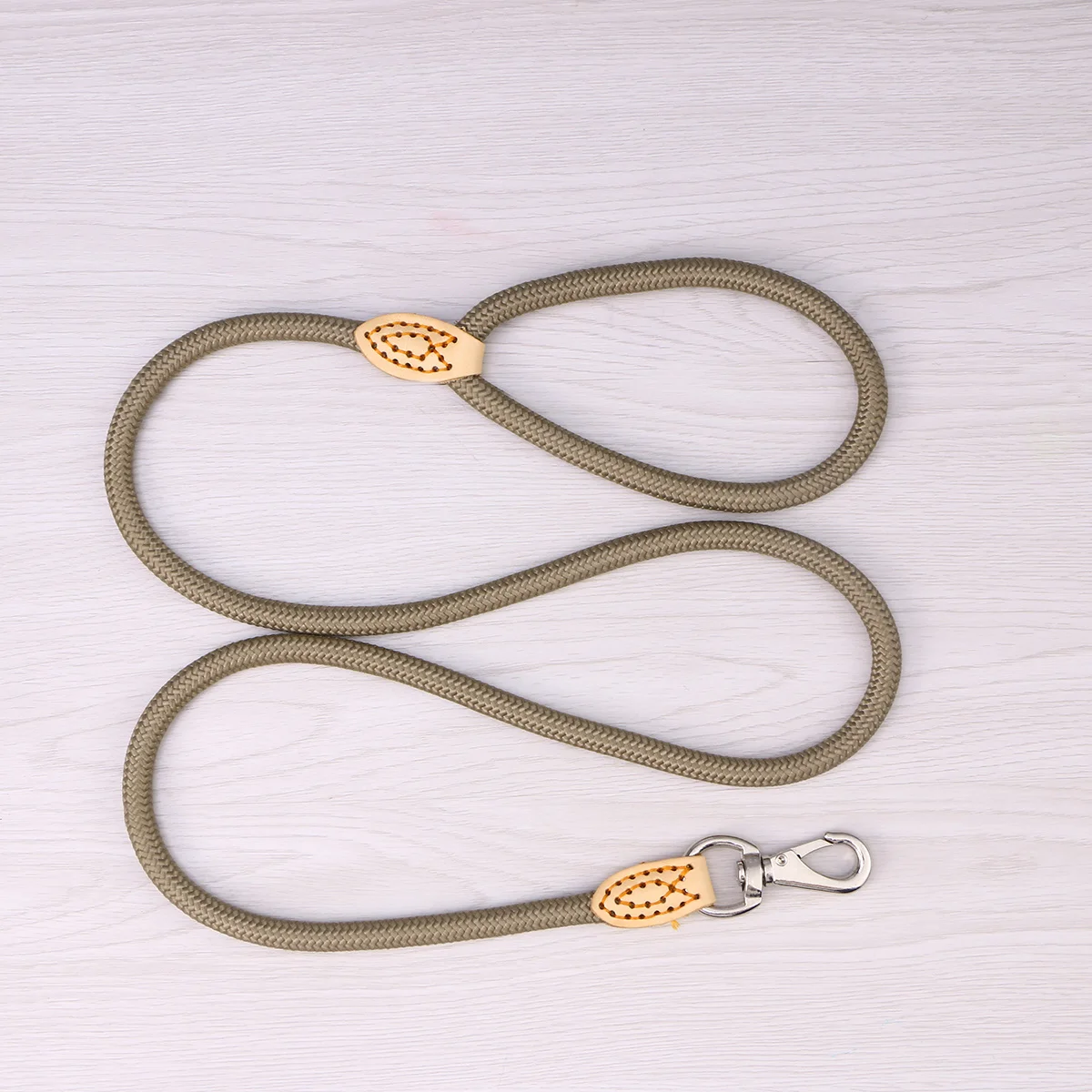

1.25m 1Cm Wide Pet Leash for Dogs Heavy Duty Climbing Rope with Handle Sturdy Metal Clasp Beige Dog Training Leash Nylon