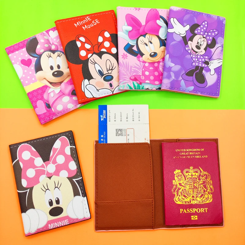 Disney Minnie Travel Passport Holder Wallet Unisex Business Multifunction ID Credit Card Purse Organizer Case Small  Gift