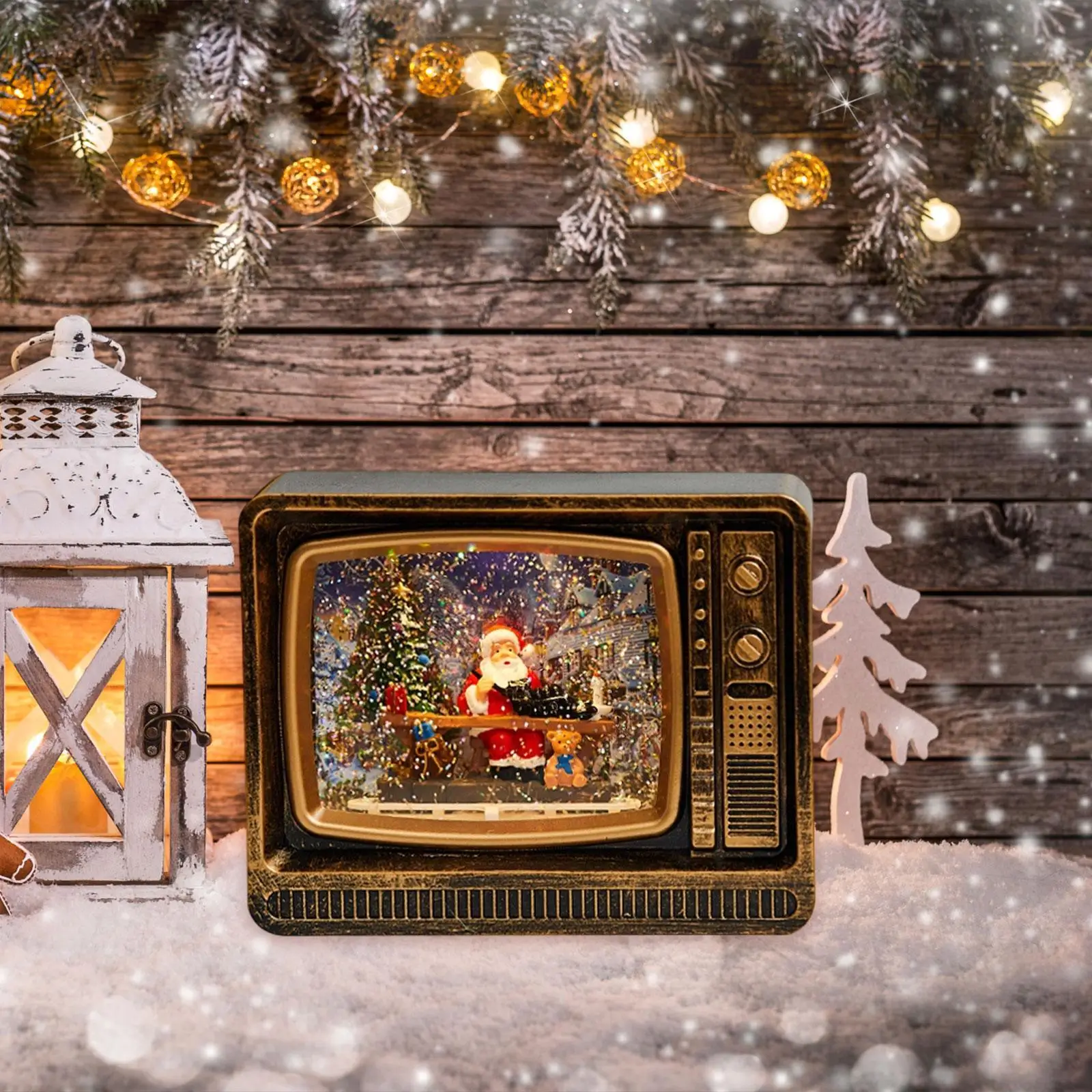 Christmas Santa Claus Music Box Decoration Xmas Portable Ornament with Light for Shops Living Room Party Wedding Restaurants