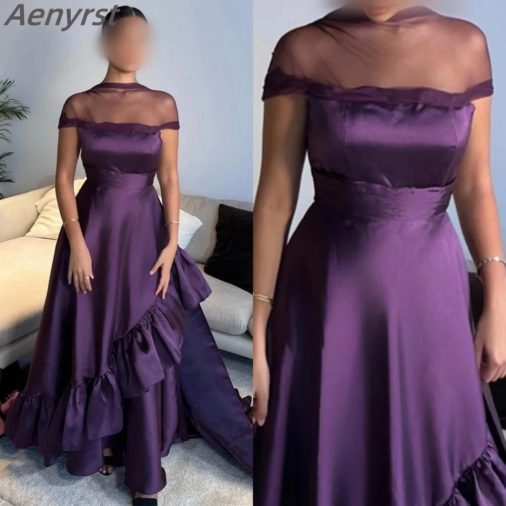 

Elegant Evening Dresses High Neck Satin Prom Gowns Ruched Tiered Wedding Party Gown Empire Floor-Length Formal Dress Custom Made