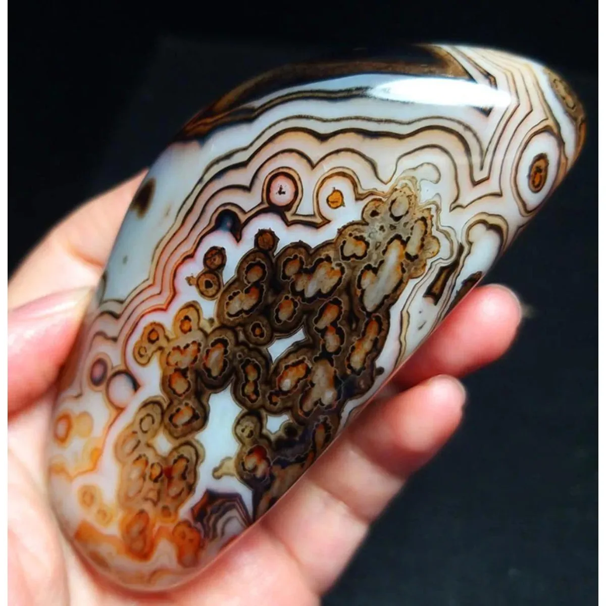 Translucent Beauty Banded Agate Palm Stone, Tumbled Polished, River Stone, Pendant Making, Natural Stone, Crystal Collection