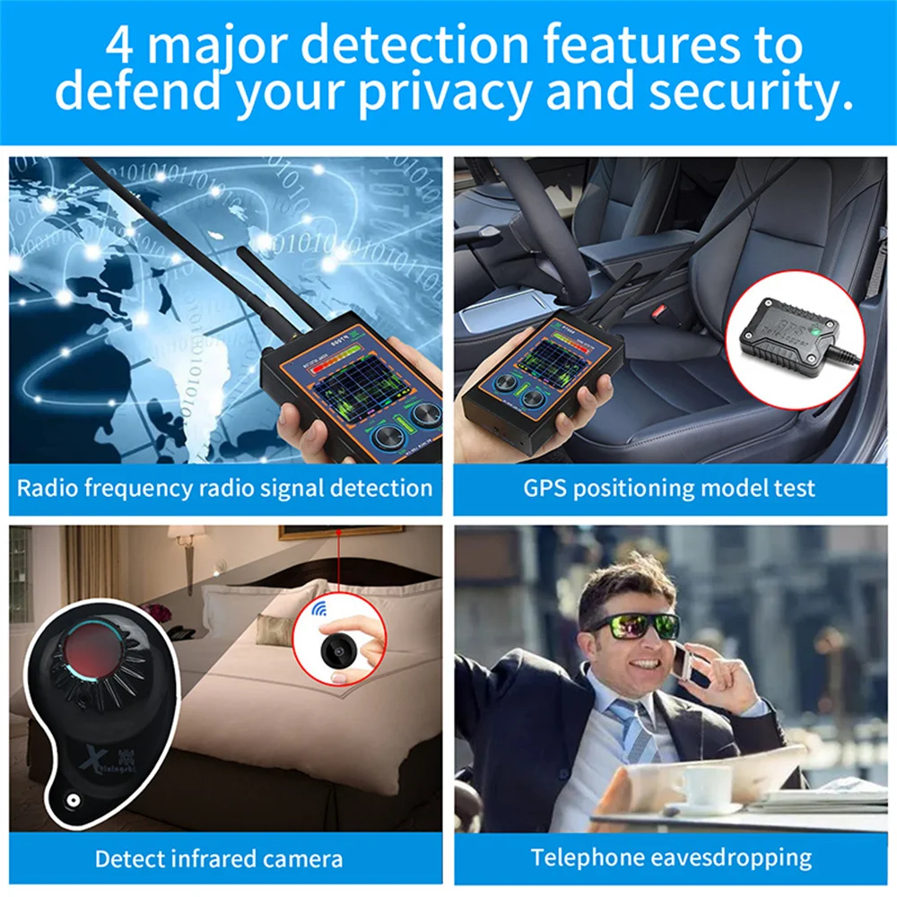 GPS Tracker Detector Anti Spy Mini Hidden Camera hacking gadgets GSM Bug Wiretap Sound Spy Things Devices RF Signal Detector