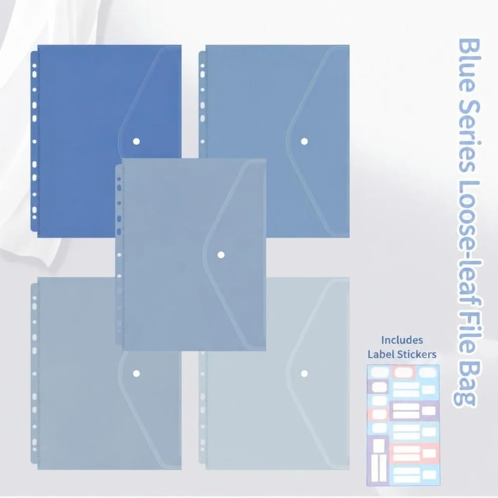 Portable 4-Hole Loose-leaf A4 Binder Folder, with Handle Zipper File Bag Transparent Document Pouch Students