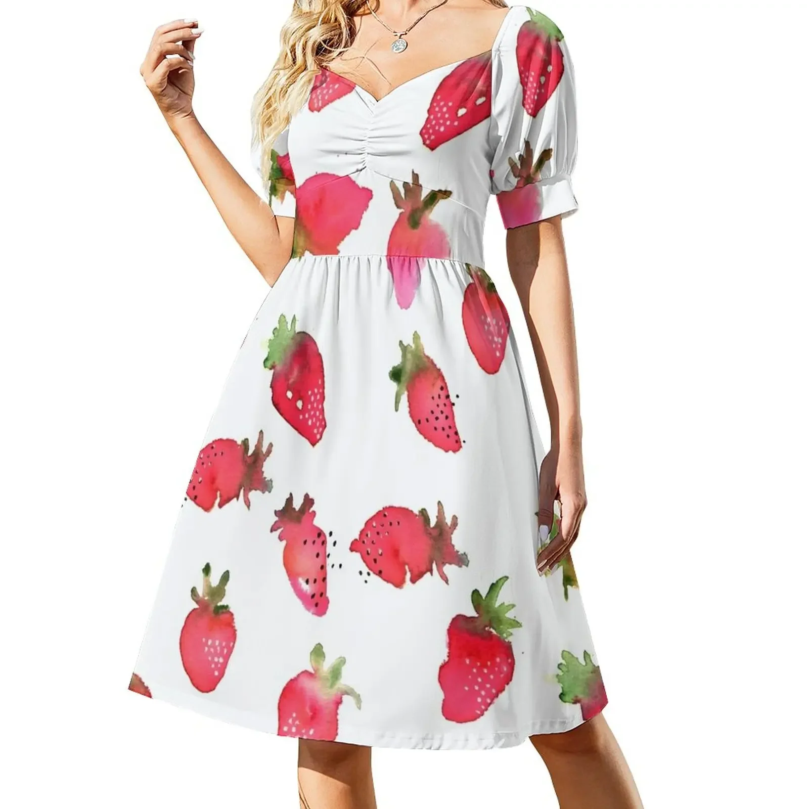 

Strawberry Stawberries Short-Sleeved Dress long sleeve dresses evening dress women