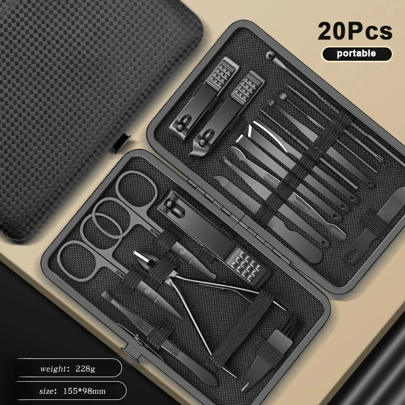 8/12/15/20/24 pièces coupe-ongles de manucure ensemble ménage en acier inoxydable cuillère à oreilles pédicure ciseaux outil pour la beauté