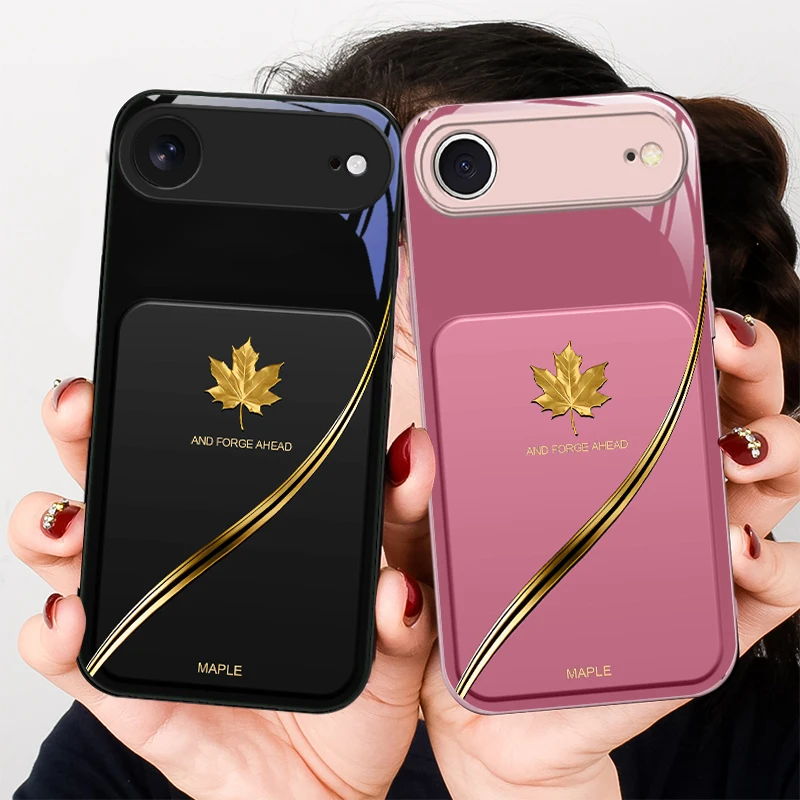 

Golden maple leaves For iPhone 17 Air 16 E 15 14 13 Plus 12 mini 17 Pro Max 11Pro XR Xs X 7 8 11 Tempered Glass Phone Case