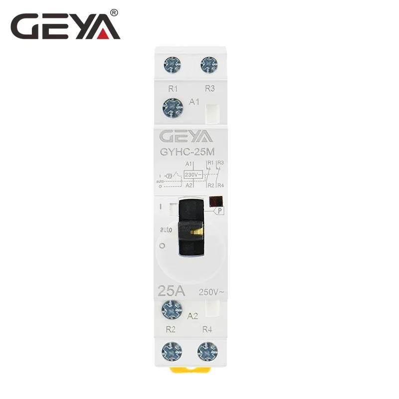 GEYA Manual Control Household Contactor Din Rail Type Modular Contactor 2P 25A 2NO or 2NC 220V
