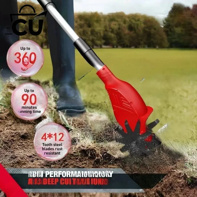 4000W Electric Tiller Cultivator Portable Grass Trimmer Cordless Garden Soil