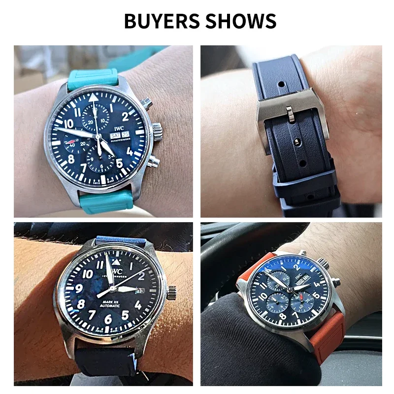 22 21 20mmfor IWC Pilot's Le Petit Prince Mark Exquisite Fluororubber Watchband with Solid Steel Buckle Multi-color Options