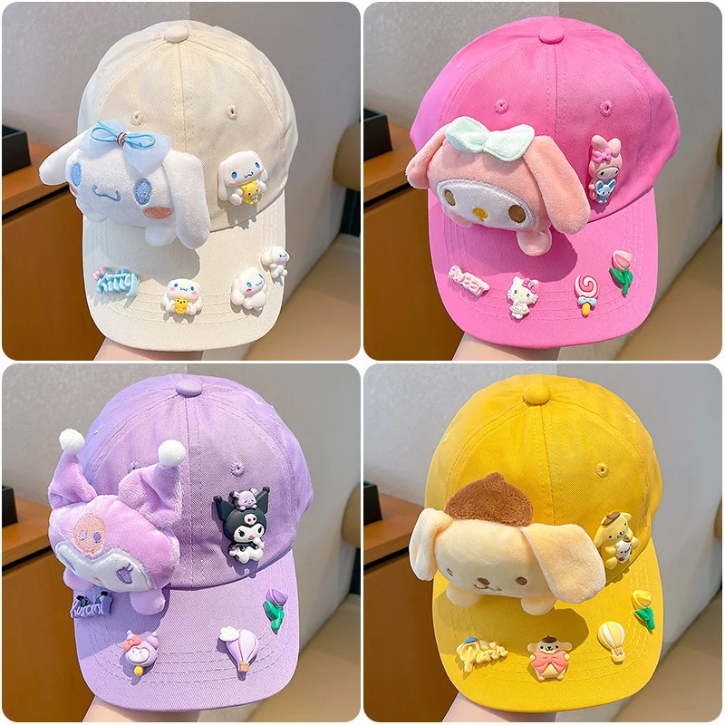 

Бейсбольная кепка Sanrio Kuromi Suncreen, летняя стильная дышащая регулируемая кепка с мультяшными персонажами Cinnamoroll Melody Pompompurin