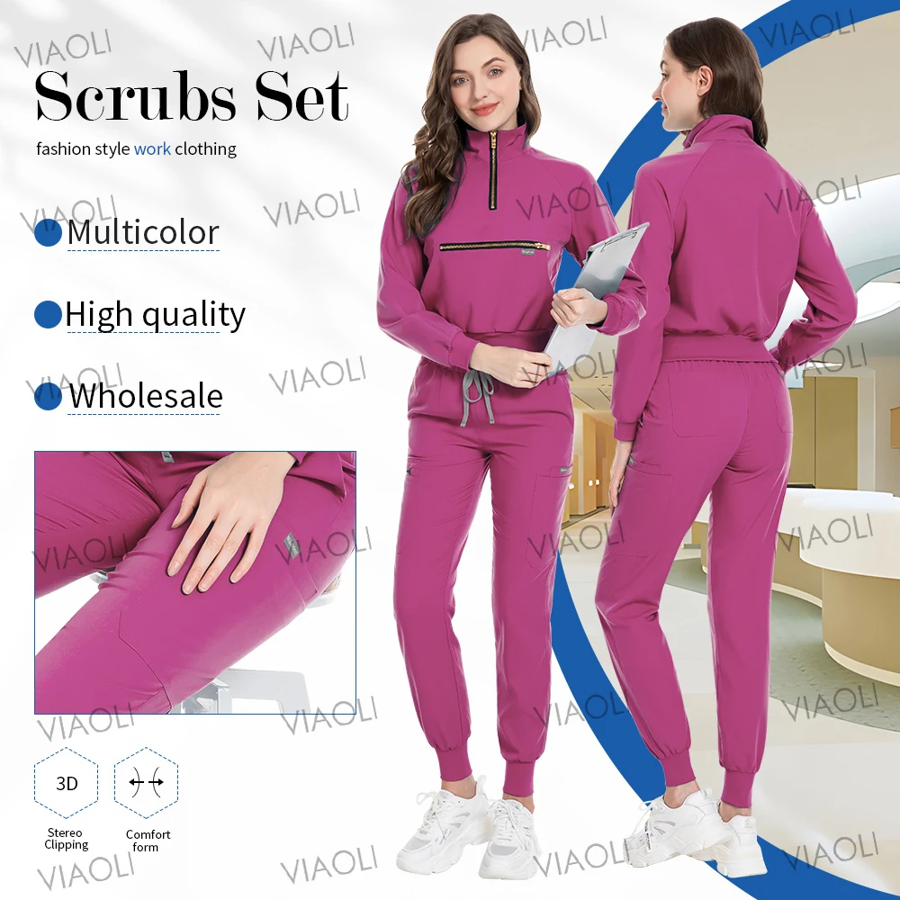 New Hospital Jacket Surgery Pants Long Sleeve Jogging Suits Medical Uniforms Women Scrubs Set Nurses Accessories Beauty Workwear