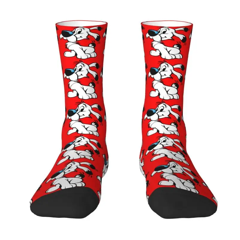 Custom Funny Asterix And Obelix Dogmatix Socks Women Men Warm 3D Print Funny Cartoon Dog Idefix Football Sports Socks