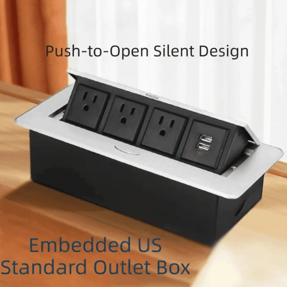 

Press EU Socket Desk Socket USB Charging Aluminum Panel Recessed Socket 16A/10A Slow Rise Hidden Socket Floor Recessed
