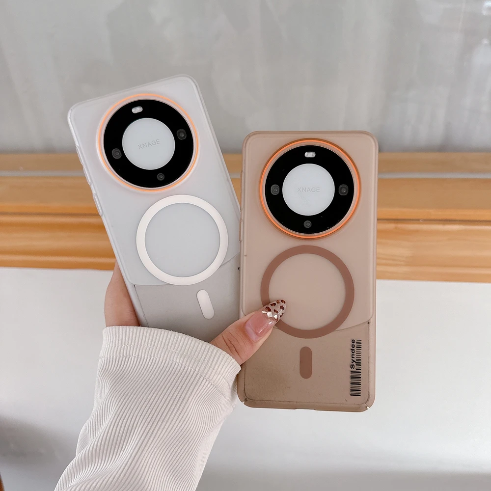 Matte Half Clear Magsafe Phone Case For Huawei P40 P50 P60 Mate 30 40 50 60 70 Pro Pura 70 80 Nova 12 13 14 Pro Ultra Hard Cover