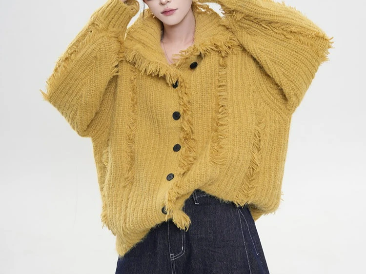 

2025 Fashionable Warm Cardigan Style Women's Casual Sweater Jacket Versatile High Neck Outerwear