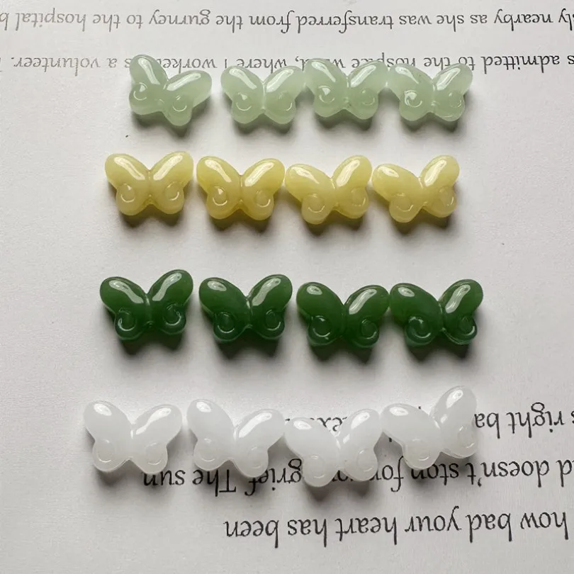 50/100PCS Jade Proof Glass Bow DIY Handmade Beaded For Jewelry Making Through Holes Bracelet Accessory Christmas Present