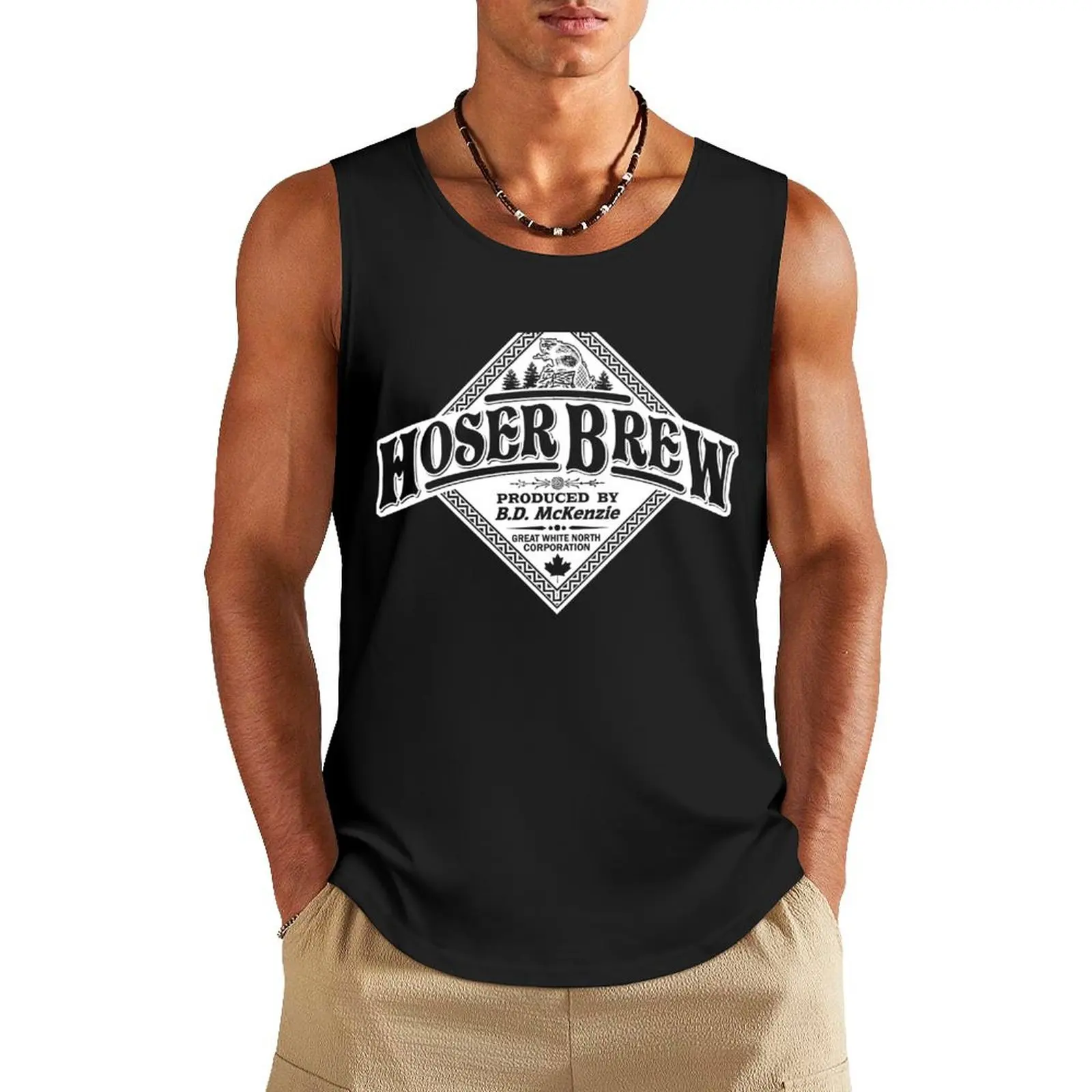 HOSER BREW - WHITE LABEL Tank Top basketball clothing gym top t-shirt for men anime t-shirts