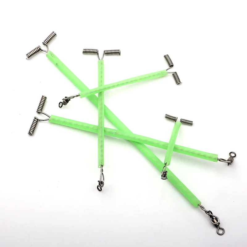 10Pcs T-Shape 3 Way Rolling Fishing Swivel Cross line Steel Wire Leader Arm Fluorescent Balance Connector Saltwater rig Tackle