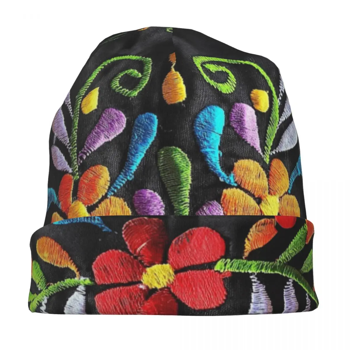 Mexican Flowers Printed Art Bonnet Hat Knitted Hat Cool Outdoor Skullies Beanies Hat Men's Women's Warm Dual-use Caps