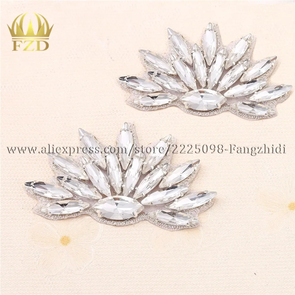 FZD 10 PairHot Fix Beaded Bridal Belt Rhinestone Applique and Trimming  for Shoes Stones Decoritive Shoe-buckie