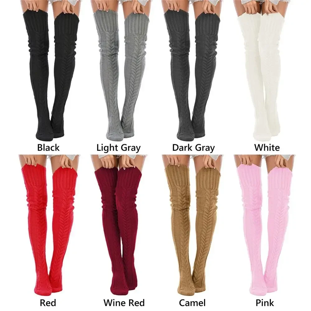 Extra Long Thigh High Boot Socks  Gothic Lolita Cable Knitted Over Knee Leg Warmers Accessories for Women Floor Socks Carpet