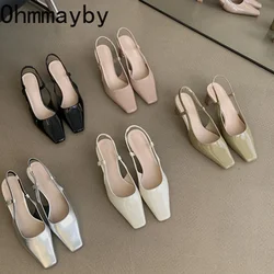 Designer Summer Silvery Women Sandals Fashion Shallow Singbacks Slip On Shoes Ladies Outdoor Party Dress High Heel Sandalias