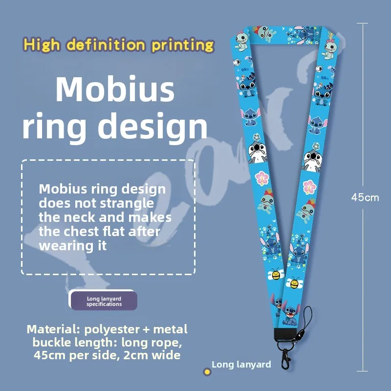 Porta badge Disney Stitch con cordino a collo lungo per carta d'identità scolastica Bambini Studenti Bus Accesso alla metropolitana Protezione per la scuola materna
