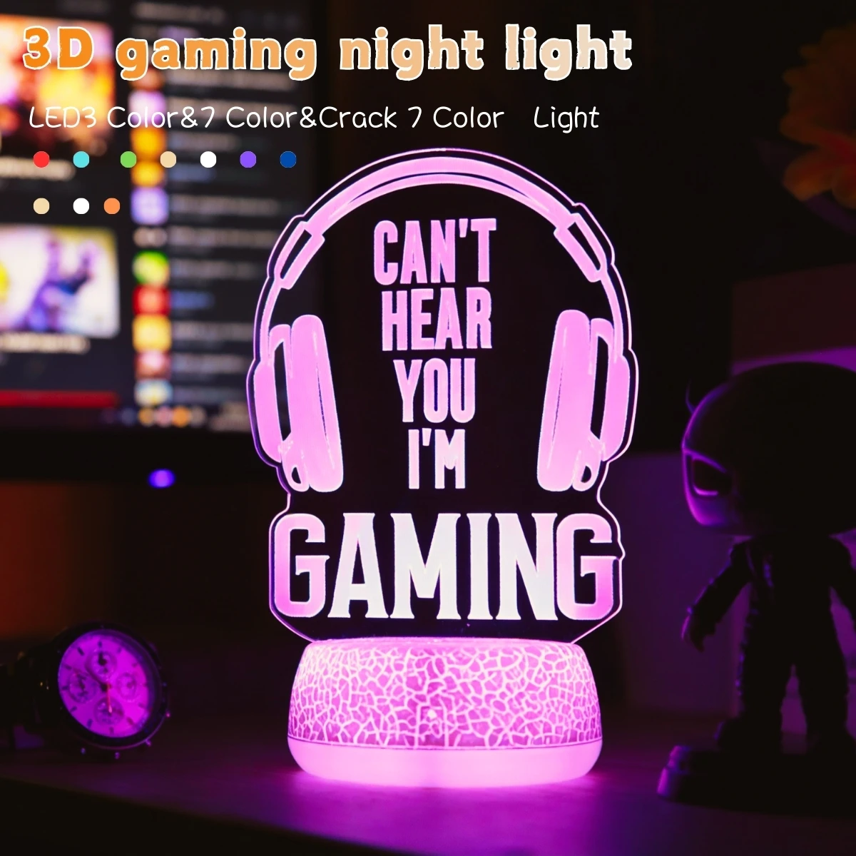 

3D Glow-in-the-Dark USB Night Light - Gaming Enthusiast Creative Desktop Decor, Perfect Birthday or Holiday Gift