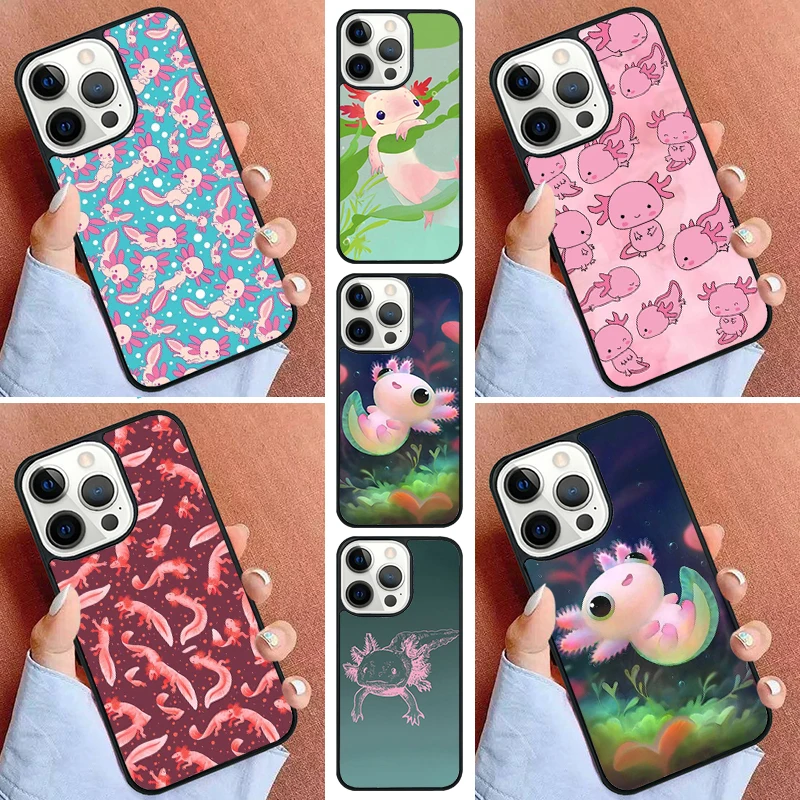 kawaii axolotl pattern Phone Case For iPhone 16 15 14 Pro Max 11 13 12 Mini Max SE 2020 6S 7 8 Plus Cover Capa