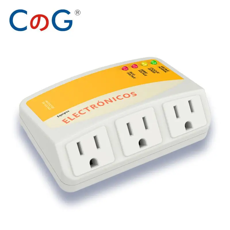 CG Three Outlet Voltage Surge Protector 120VAC 12A Home Appliances Brownouts Plug Outlet for Refrigerator TV Air Conditioners