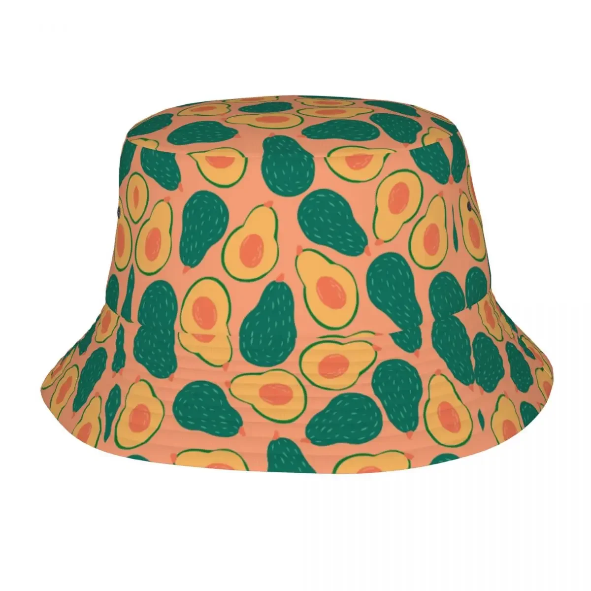 Custom Green Fruit Avocado Pattern Bucket Hats Women Men Fashion Summer Outdoor Sun Fisherman Cap