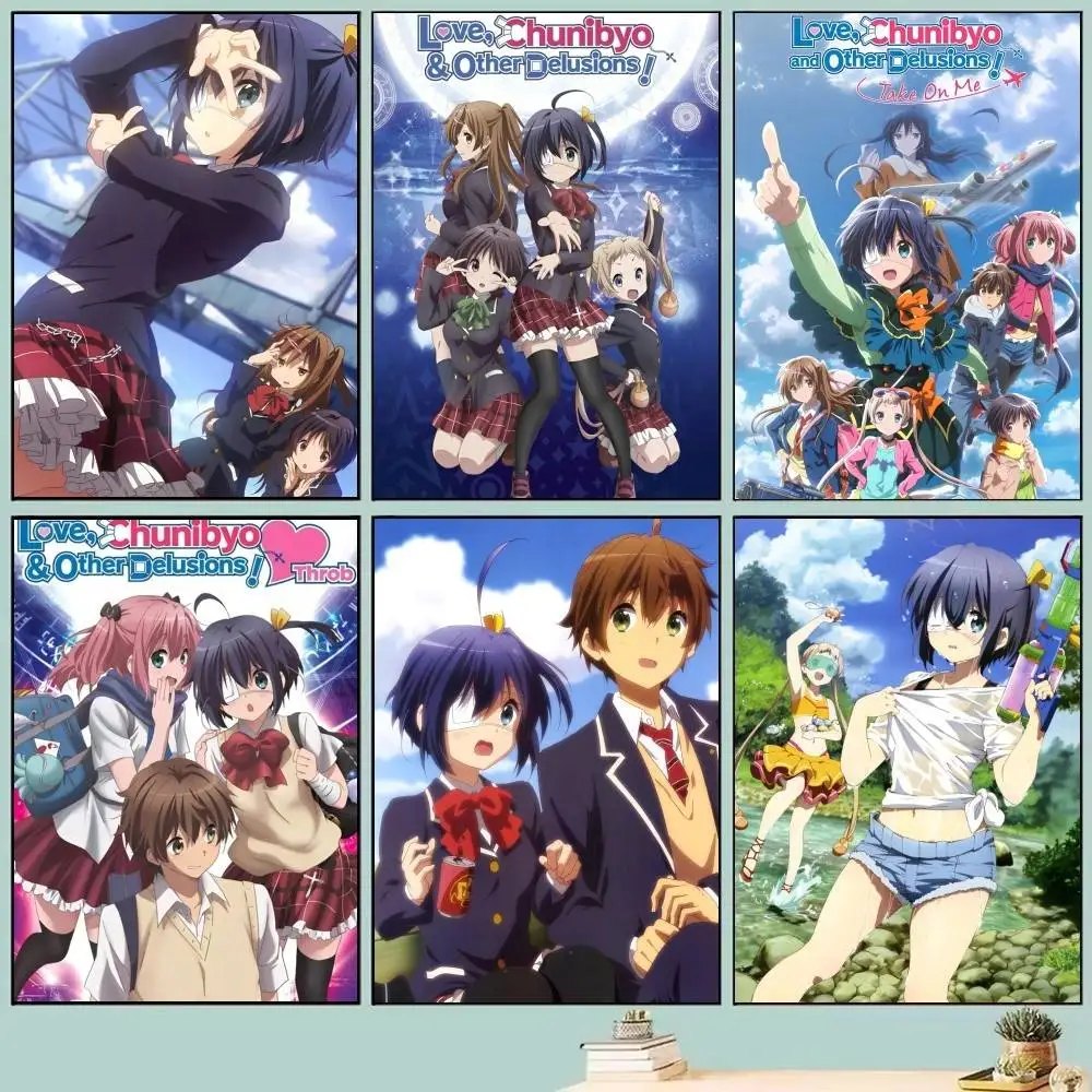 1 قطعة أنيمي الحب Chunibyo الأوهام الأخرى المشارك ذاتية اللصق الفن ورق مقاوم للماء ملصق مقهى بار غرفة جدار ديكور
