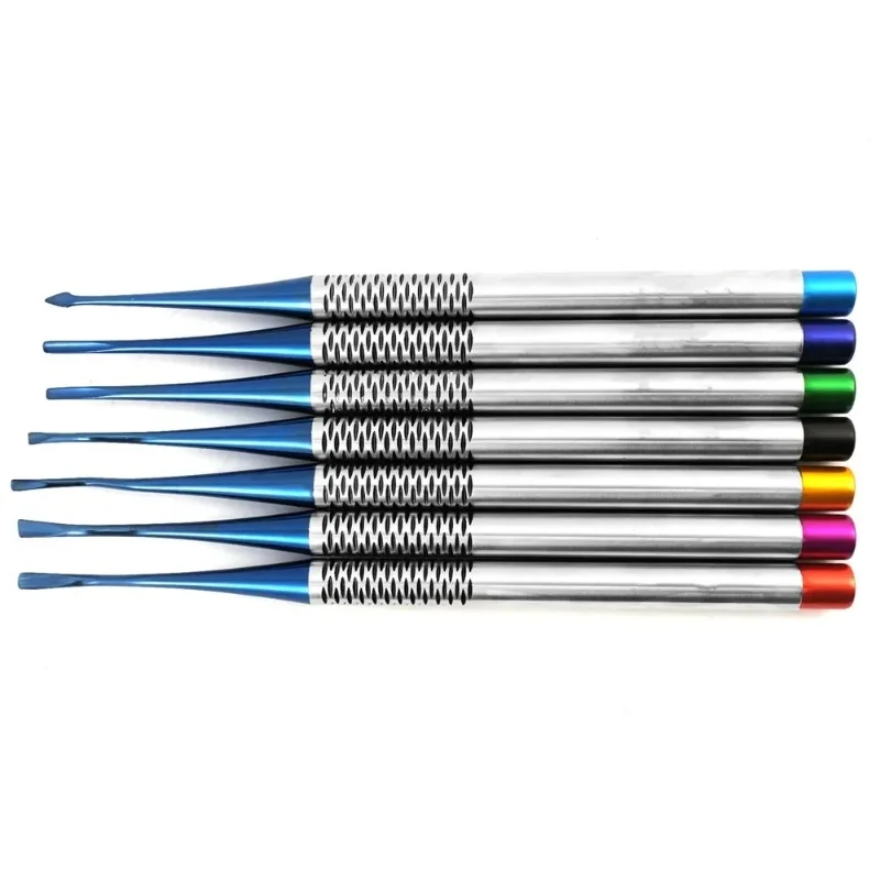 7Pcs/set Dental Implant Luxating Root Elevator Kit Titanium Alloy Tooth Extraction Minimally Invasive Dentist Tool Set
